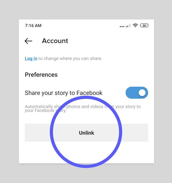 How To Unlink Facebook From Instagram — Click the Unlink button